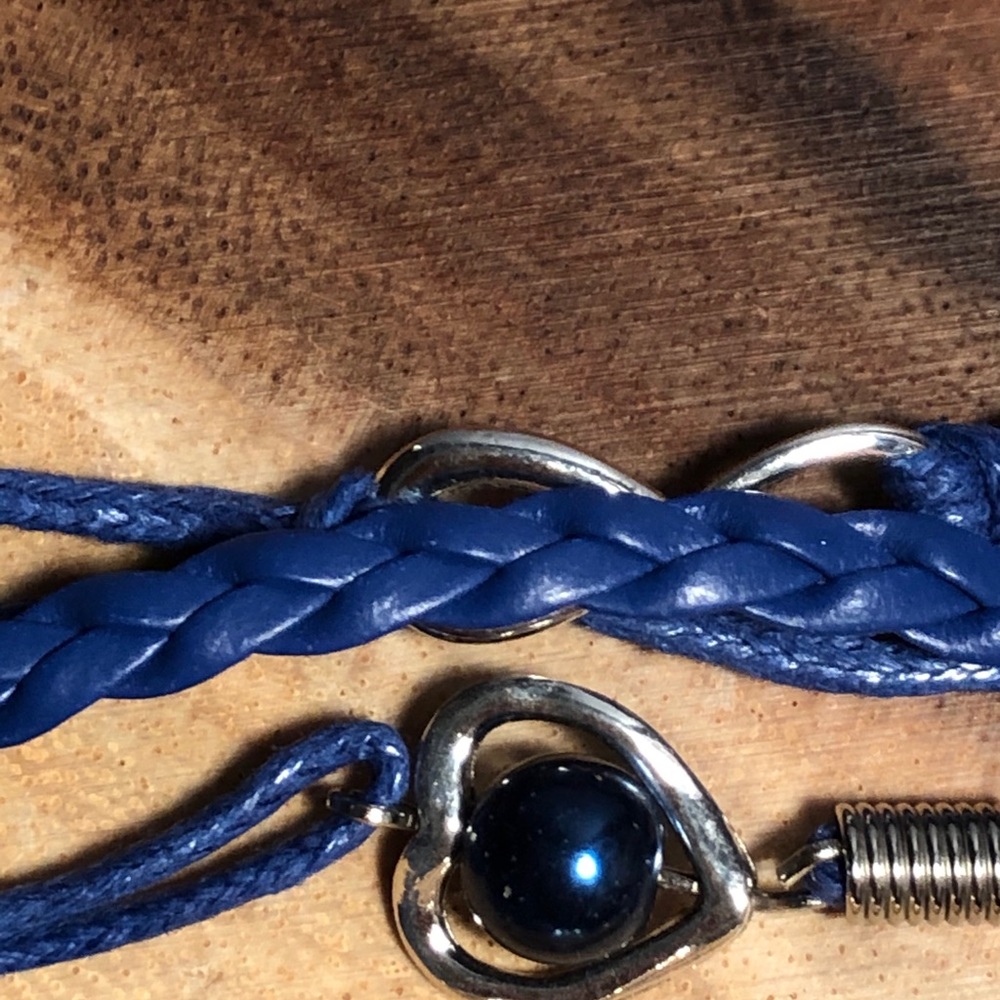 NWY 5 strand Navy Leather Bracelet 7” 2” extender - Picture 5 of 11